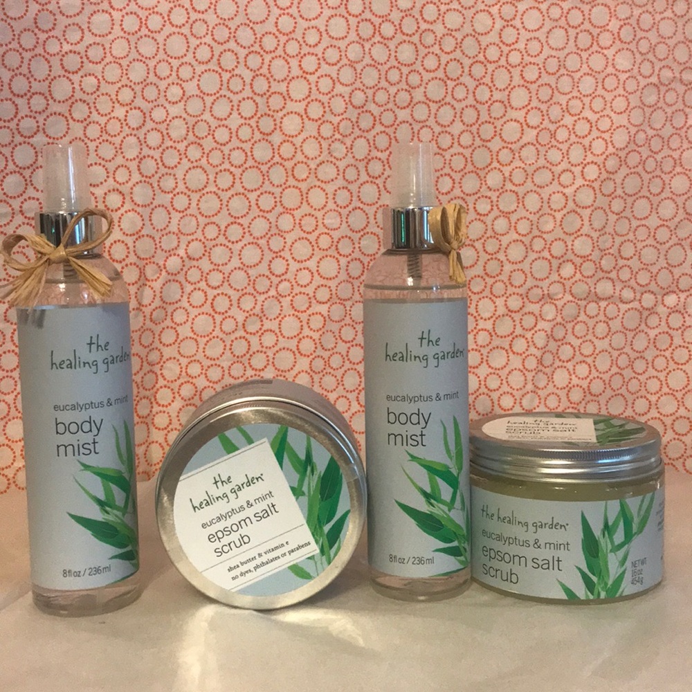 Eucalyptus and mint body mist and bath scrub